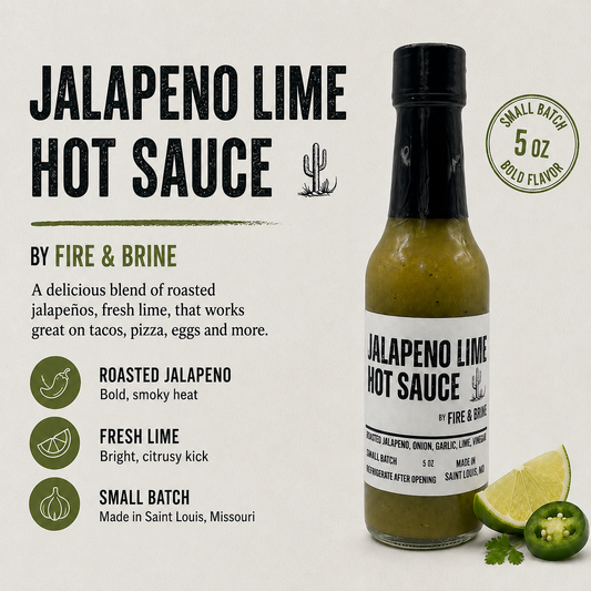 Jalapeno lime hot sauce with bright citrus flavor for tacos fish wings and Mexican dishes
