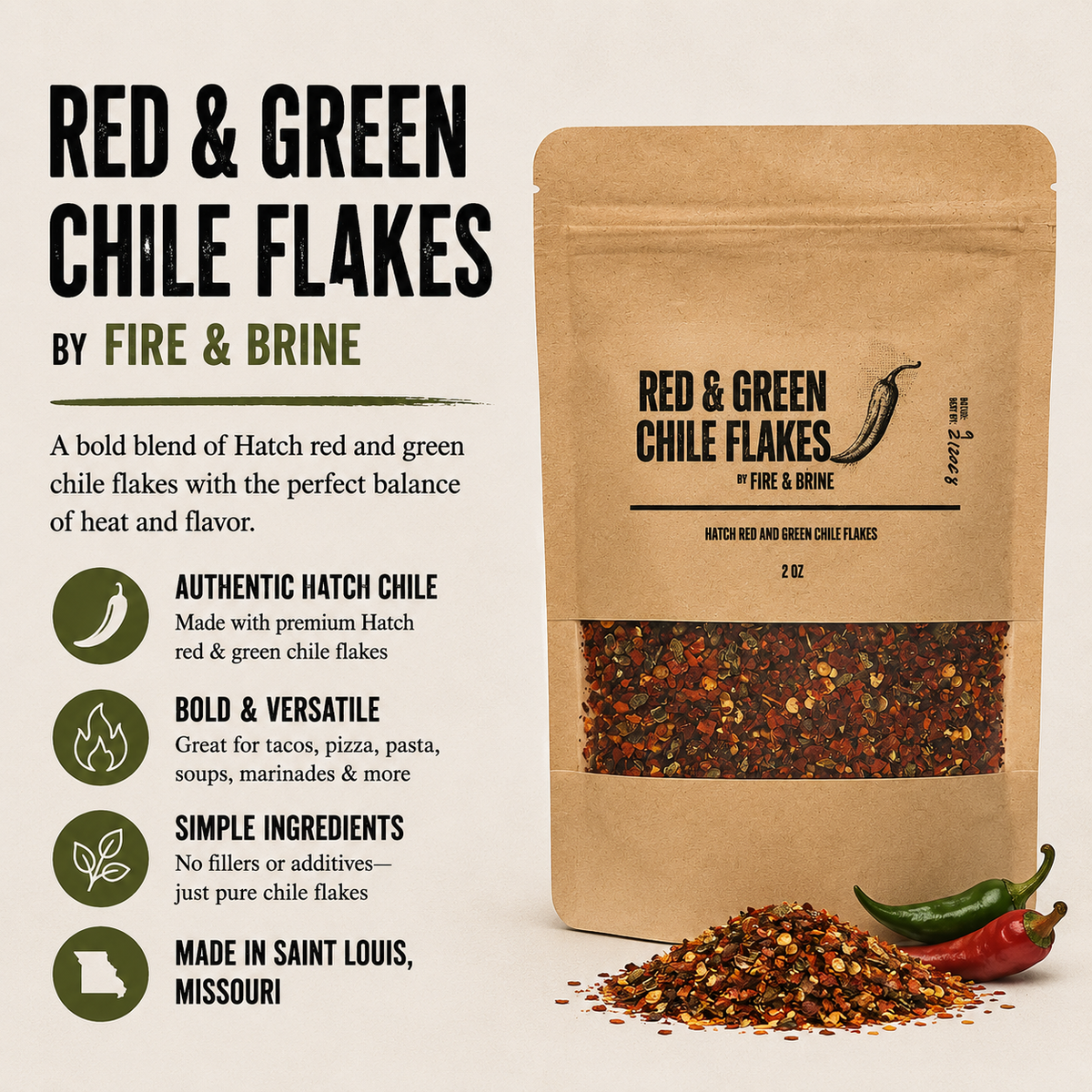 New Mexico Hatch red and green chile flakes for Southwestern recipes grilling and roasting