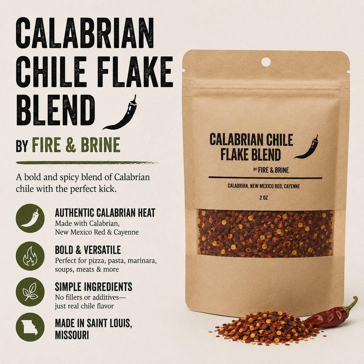 Calabrian Chile Flake Blend with Italian chili peppers for pizza, pasta, seafood and Italian cooking