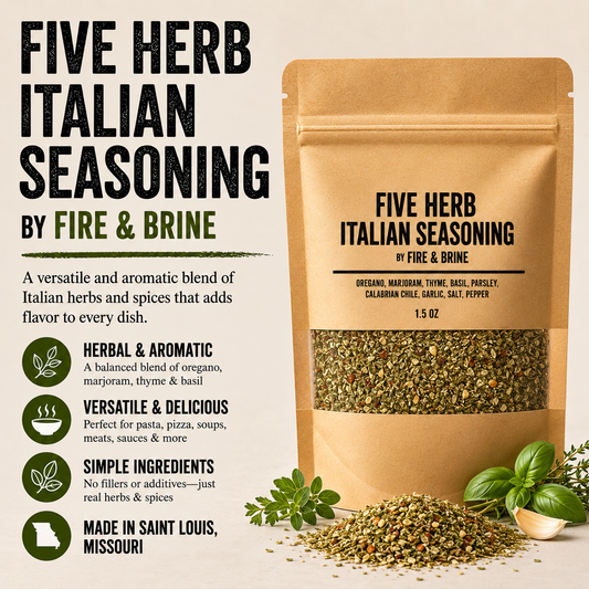 Five herb Italian seasoning blend for pasta, pizza and bread dipping